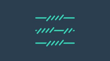 Turkuaz dikenli tel ikonu mavi arkaplanda izole edildi. 4K Video hareketli grafik canlandırması