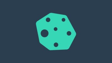 Turkuaz Asteroid simgesi mavi arkaplanda izole edildi. 4K Video hareketli grafik canlandırması