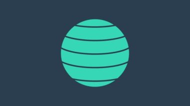 Turkuaz Gezegen Venüs ikonu mavi arka planda izole edildi. 4K Video hareketli grafik canlandırması