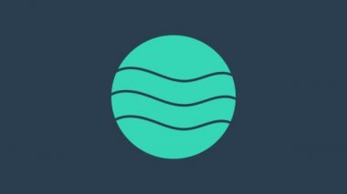 Turkuaz Gezegen simgesi mavi arkaplanda izole edildi. 4K Video hareketli grafik canlandırması