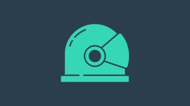 Turkuaz astronot başlığı simgesi mavi arkaplanda izole edildi. 4K Video hareketli grafik canlandırması