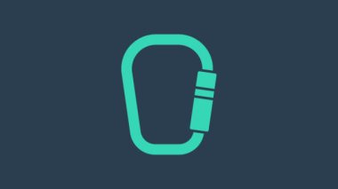 Turkuaz Karabina simgesi mavi arkaplanda izole edildi. Olağanüstü bir spor. Spor malzemeleri. 4K Video hareketli grafik canlandırması