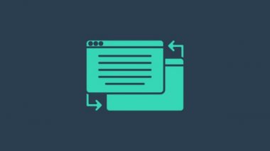 Turkuaz UI ya da UX tasarım simgesi mavi arkaplanda izole edildi. 4K Video hareketli grafik canlandırması