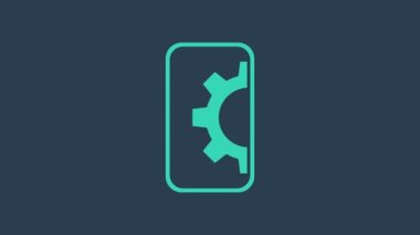 Turkuaz Yazılım, Web Geliştirme, programlama konsepti ikonu mavi arkaplanda izole edildi. Mobil ekranda programlama dili ve program kodu. 4K Video hareketli grafik canlandırması