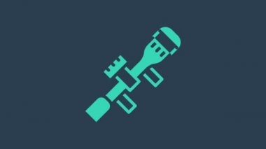 Turkuaz Keskin nişancı optik görüş ikonu mavi arka planda izole edildi. Keskin nişancı dürbünü. 4K Video hareketli grafik canlandırması