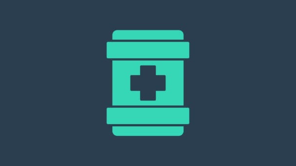 Turquoise First aid kit icon 은파란 배경에 분리되어 있다. 십자가가 있는 의료 상자. 응급 의료 장비. 건강 관리 개념. 4K 비디오 모션 그래픽 애니메이션 — 비디오