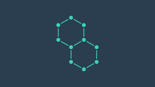 Turquoise Chemical formula icon απομονωμένο σε μπλε φόντο. Αφηρημένο εξάγωνο για την ιατρική καινοτομία, την υγεία, την έρευνα και την επιστήμη. 4K Γραφική κίνηση κίνησης βίντεο — Αρχείο Βίντεο