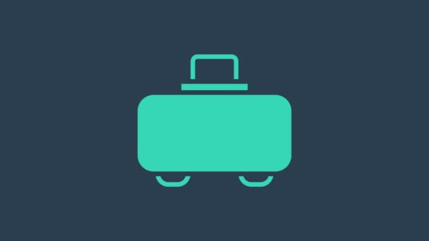 绿松石武器箱，用于储存和运输蓝色背景隔离的武器图标。4K视频运动图形动画 — 图库视频影像