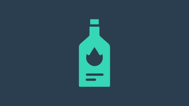 绿松石塔巴斯科酱油图标孤立在蓝色背景.辣椒辣椒辣椒酱。4K视频运动图形动画 — 图库视频影像