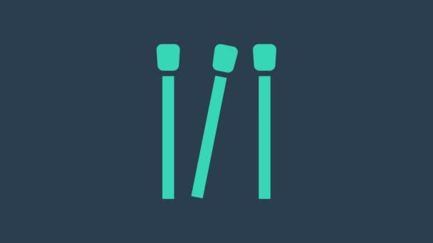 Icône Turquoise Matchs isolée sur fond bleu. Animation graphique de mouvement vidéo 4K — Video