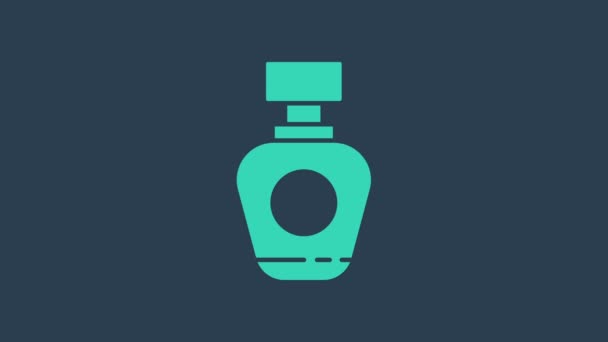Türkiz parfüm ikon elszigetelt kék alapon. 4K Videó mozgás grafikus animáció — Stock videók