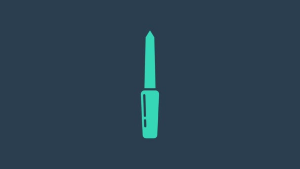 Icône de lime à ongles turquoise isolée sur fond bleu. Outil de manucure. Animation graphique de mouvement vidéo 4K — Video