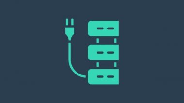 Mavi arkaplanda turkuaz sunucu simgesi izole edildi. Uygulama, servis konsepti, ayar seçenekleri, bakım, onarım, onarım. 4K Video hareketli grafik canlandırması