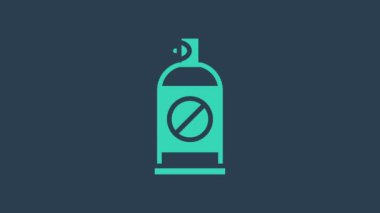 Mavi arka planda izole edilmiş böcek simgesine karşı turkuaz sprey. 4K Video hareketli grafik canlandırması