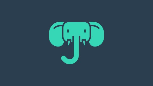 Иконка бирюзового слона выделена на синем фоне. Видеографическая анимация 4K — стоковое видео