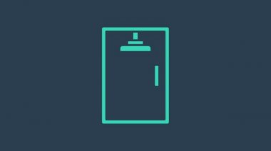 Mavi arka planda turkuaz duş kabini simgesi izole edildi. 4K Video hareketli grafik canlandırması