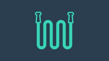 Turkuaz bahçe hortumu ikonu mavi arka planda izole edildi. Sprey tabanca ikonu. Su ekipmanları. 4K Video hareketli grafik canlandırması