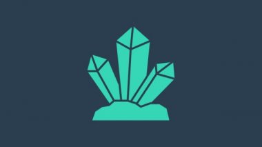 Turkuaz Sihirli Taş ikonu mavi arkaplanda izole edildi. Fantezi kristali. Maç için mücevher. 4K Video hareketli grafik canlandırması