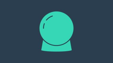 Turkuaz sihirli top ikonu mavi arkaplanda izole edildi. Kristal küre. 4K Video hareketli grafik canlandırması