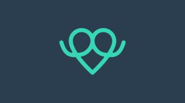 Turkuaz simge mavi arka planda izole edildi. Alman konforlu yemek hamur işi. Oktoberfest festivali. 4K Video hareketli grafik canlandırması