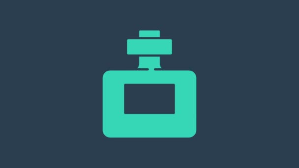 Icona turchese profumo isolato su sfondo blu. Animazione grafica 4K Video motion — Video Stock