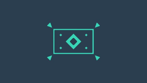 Tyrkysová Kouzelný koberec ikona izolované na modrém pozadí. Grafická animace pohybu videa 4K — Stock video