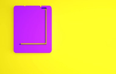 Mor Sunucu, veri raporu sarı arkaplanda izole edilmiş bir simge. Minimalizm kavramı. 3d illüstrasyon 3B canlandırma