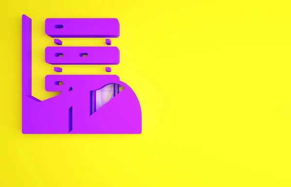 Фиолетовый, данные, значок веб-хостинга на желтом фоне. Концепция минимализма. 3D-рендеринг — стоковое фото