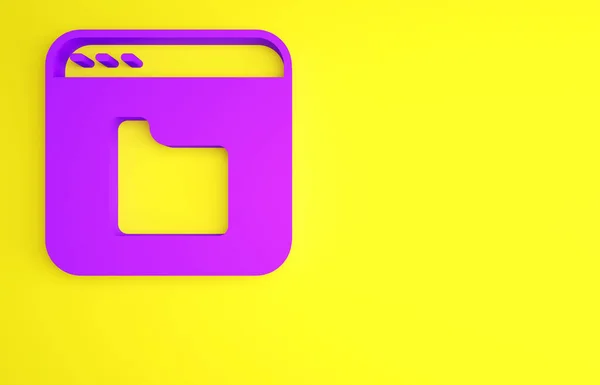 Ikona fialového prohlížeče izolovaná na žlutém pozadí. Minimalismus. 3D ilustrace 3D vykreslení — Stock fotografie