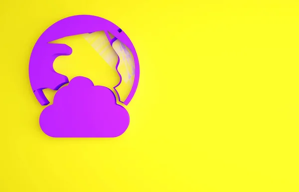 Purple Icono de tecnología global o red social aislado sobre fondo amarillo. Concepto minimalista. 3D ilustración 3D render —  Fotos de Stock