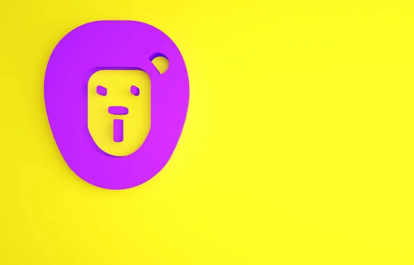 Ícone de leão selvagem roxo isolado no fundo amarelo. Conceito de minimalismo. 3D ilustração 3D render — Fotografia de Stock