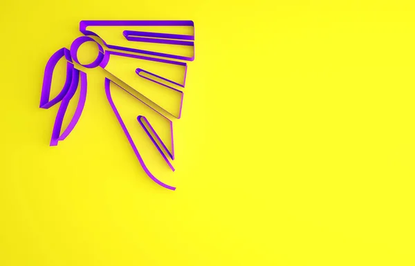 Lila Bandana vagy motoros sál ikon elszigetelt sárga alapon. Minimalizmus koncepció. 3d illusztráció 3D render — Stock Fotó