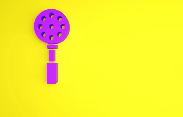 Icona Spatola viola isolata su sfondo giallo. Icona spatola da cucina. Segno spatola barbecue. Barbecue e strumento griglia. Concetto minimalista. Illustrazione 3d rendering 3D — Foto Stock