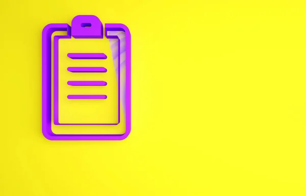 Policía púrpura reportar icono aislado sobre fondo amarillo. Concepto minimalista. 3D ilustración 3D render — Foto de Stock