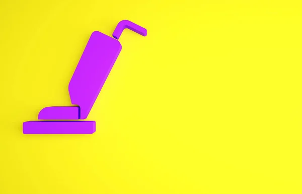 Purple Vacuum cleaner icon isolated on yellow background. Minimalism concept. 3d illustration 3D render