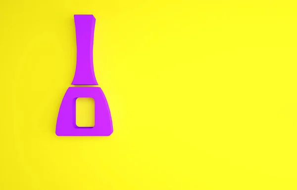Icono de la botella de esmalte de uñas púrpura aislado sobre fondo amarillo. Concepto minimalista. 3D ilustración 3D render — Foto de Stock