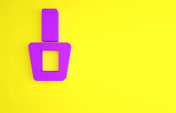 Lila Nagellack Flasche Symbol isoliert auf gelbem Hintergrund. Minimalismus-Konzept. 3D Illustration 3D Renderer — Stockfoto