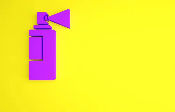 紫色香水图标孤立在黄色背景。最低纲领的概念。3D渲染3D插图 — 图库照片