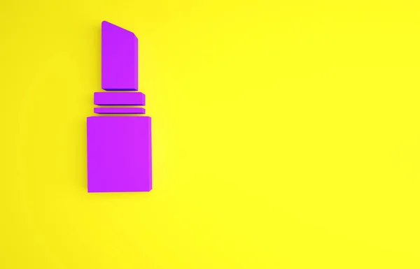 Icono de lápiz labial púrpura aislado sobre fondo amarillo. 8 de marzo. Día Internacional de la Mujer Feliz. Concepto minimalista. 3D ilustración 3D render —  Fotos de Stock