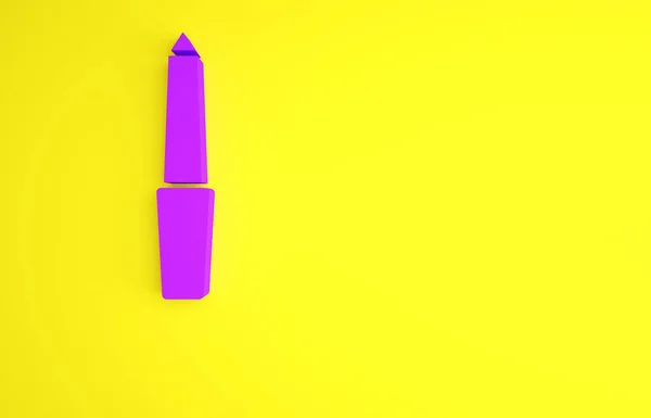 Icona lima viola isolata su sfondo giallo. Attrezzo per manicure. Concetto minimalista. Illustrazione 3d rendering 3D — Foto Stock