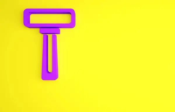 Purple Afeitado icono de afeitar aislado sobre fondo amarillo. Concepto minimalista. 3D ilustración 3D render — Foto de Stock