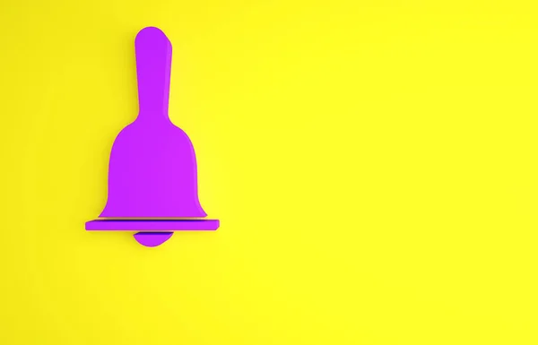 Fioletowy hotel ikona dzwonek odizolowany na żółtym tle. Dzwonek recepcji. Koncepcja minimalizmu. Ilustracja 3D 3D renderowania — Zdjęcie stockowe