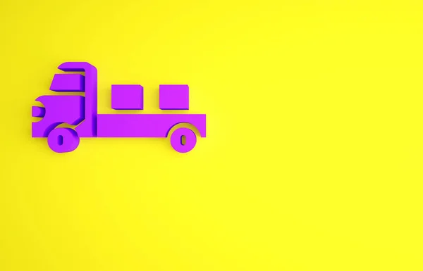 Icône du pick-up violet isolé sur fond jaune. Concept de minimalisme. Illustration 3D rendu 3D — Photo