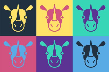 Pop Art Rhinoceros simgesi renk arkaplanda izole edildi. Hayvan sembolü. Vektör.