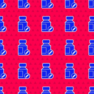 Mavi Yatıştırıcı hap ikonu kırmızı arka planda izole edilmiş pürüzsüz desen. Vektör.