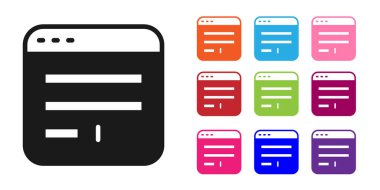 Siyah Tarayıcı pencere simgesi beyaz arkaplanda izole edildi. Simgeleri renklendirin. Vektör