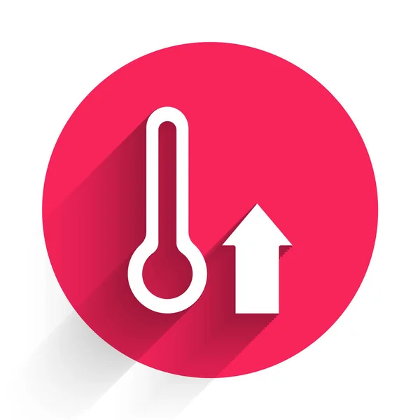 Weißes Meteorologie Thermometer Messsymbol Mit Langem Schatten Thermometer Die Heißes — Stockvektor