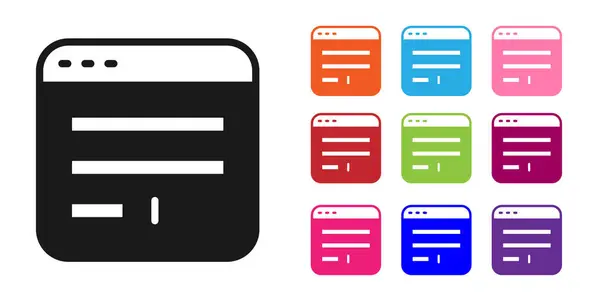 Schwarzes Browserfenster Symbol Isoliert Auf Weißem Hintergrund Setzen Sie Symbole — Stockvektor