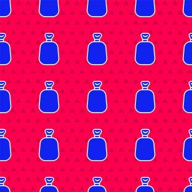 Mavi torba simgesi kırmızı arka planda izole edilmiş. Vektör.