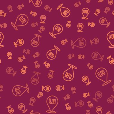 Kahverengi çizgi UI veya UX tasarım simgesi kırmızı arkaplanda izole edilmiş pürüzsüz desen. Vektör.